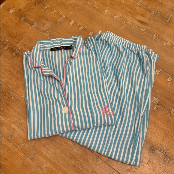 Ralph Lauren Other - Ralph Lauren Aqua and White Striped Pajama Set